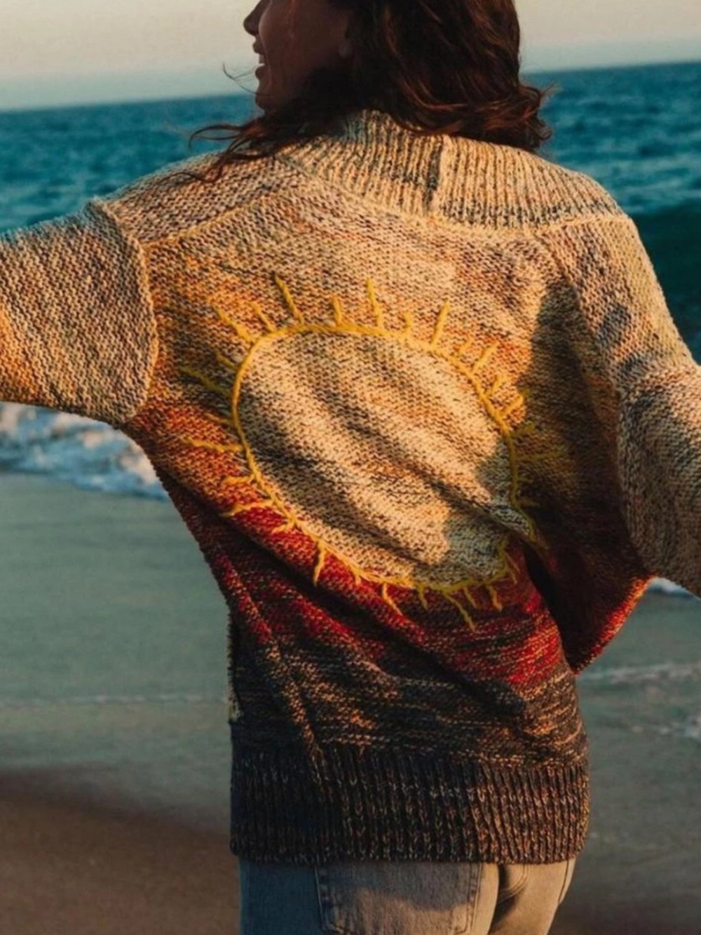 Pilcro Anthropologie Sunshine Sun Sunset Slouchy Knit Cardigan Sweater Small S